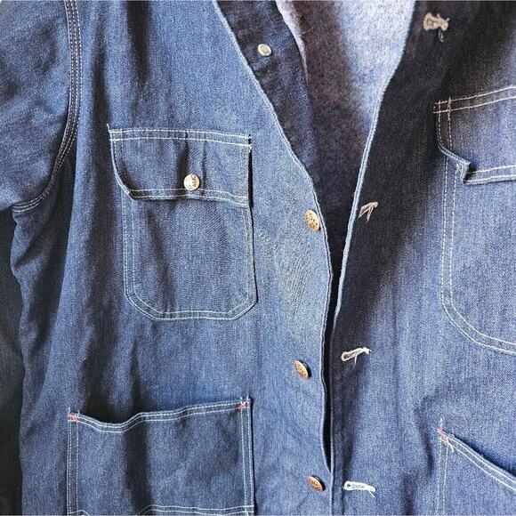 Vintage 1960-1970's Big Mac Denim Fleece Lined Work Wear Coverall Jacket Utility - Picture 12 of 12